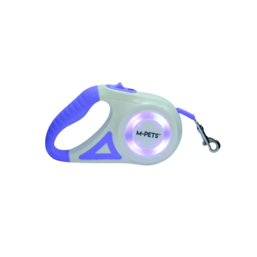 Automatyczna smycz FLASH z latarką LED – fioletowa smycz dla psa 5 m