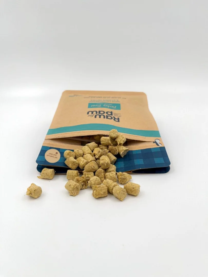 Liofilizowane przysmaki RAW for PAW z indyka z dodatkiem borówki i pokrzywy