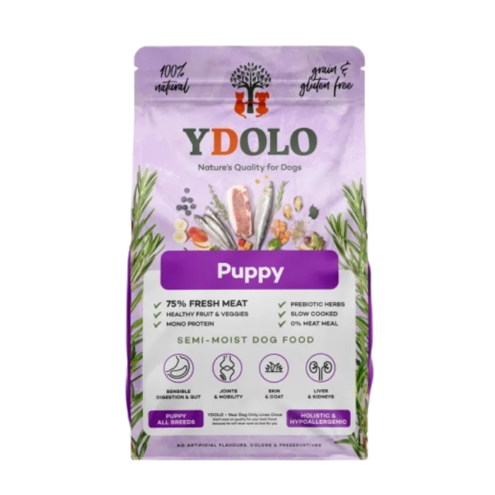 YDOLO Puppy półwilgotna karma dla szczeniąt z wieprzowiną Iberico i rybami